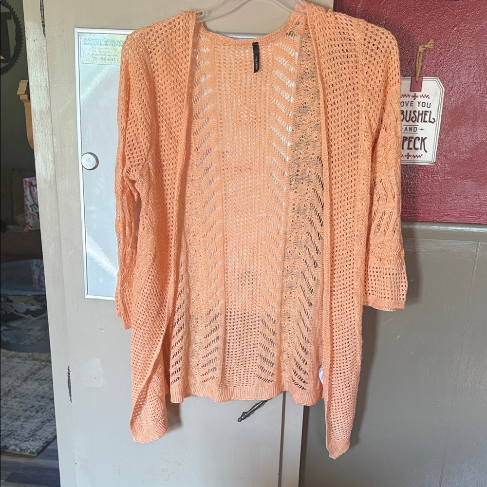 Maurices Orange Cardigan Sweater with Cable Knit Design